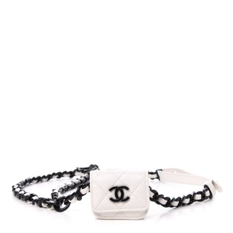 CHANEL Caviar Quilted Airpods Pro Holder Belt White